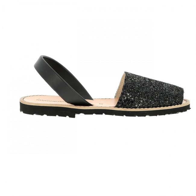 Minorquines Women Avarca Glitter Negro Black - www.aliceandalice.com