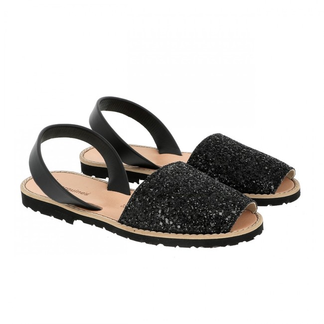 Minorquines Women Avarca Glitter Negro Black - www.aliceandalice.com